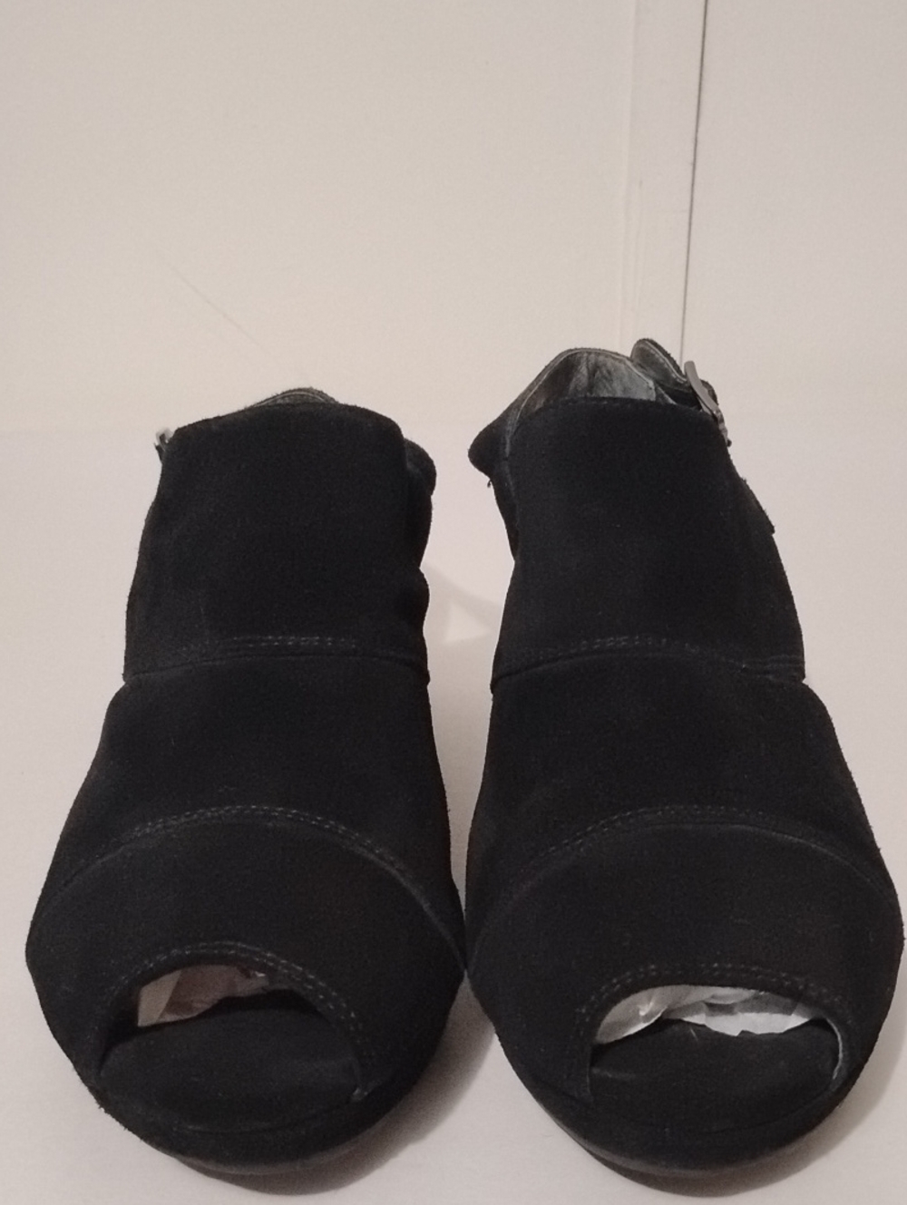 CHOCOLATE YSABEL Black Suede Peep-Toe Ankle Boots - Women 7.5‎
